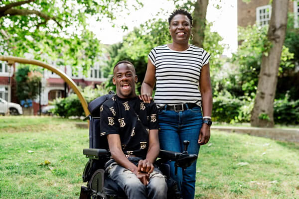 Photograph of a woman with her son